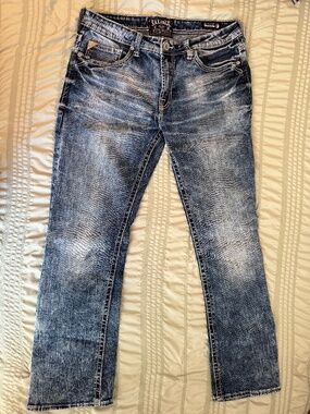 Buckle Salvage SLVG Mayhem Bootcut Jeans Mens 33x33 Distressed Medium Wash